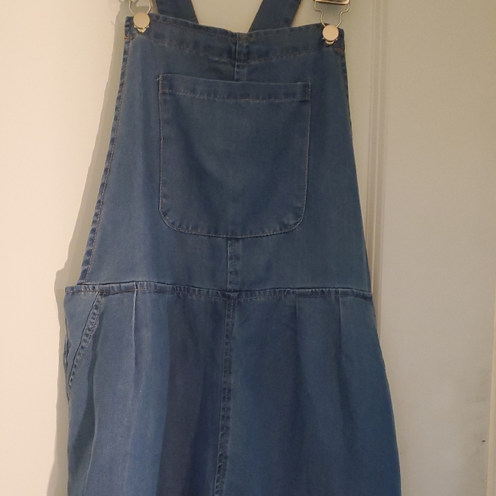 Women's Blue Denim Overalls with Adjustable Straps - Picture 3 of 5